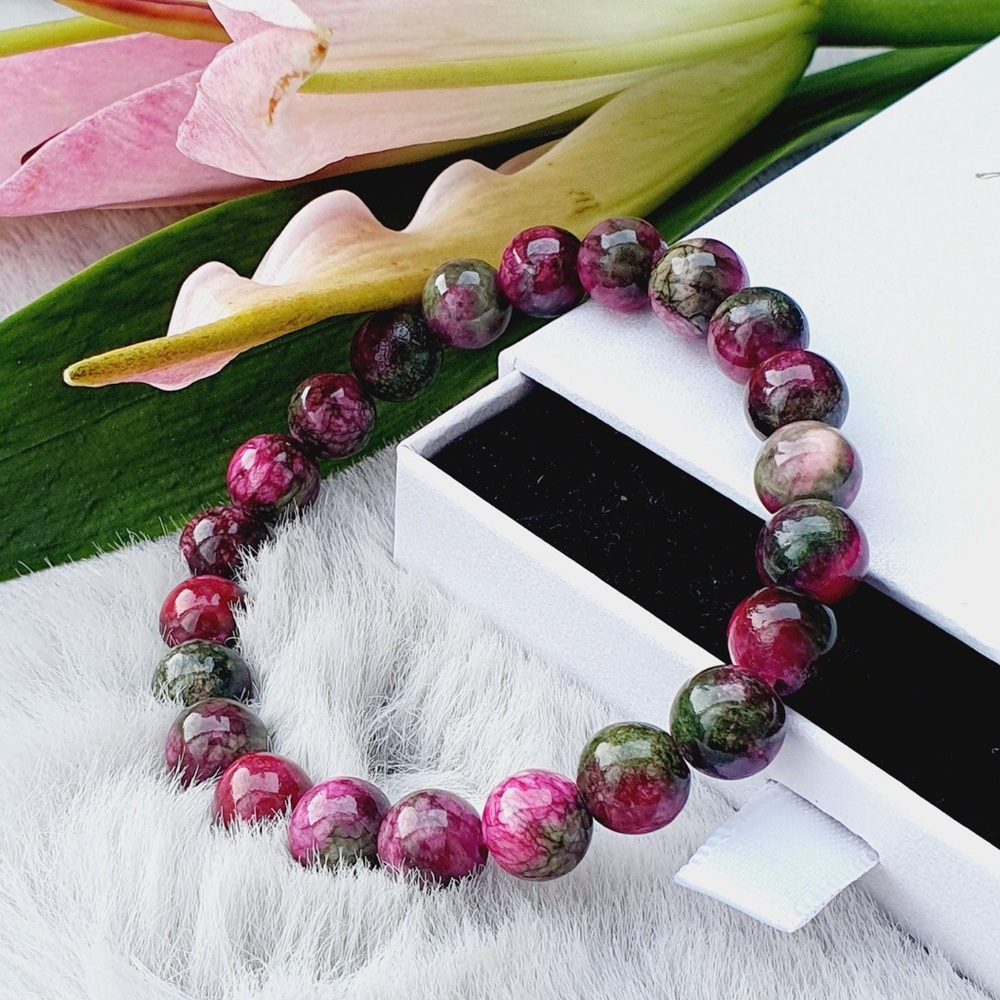 🆕New Tourmaline Jade Gemstone Bracelet 8mm